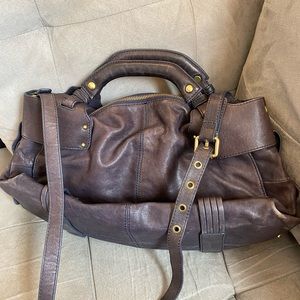 Kooba purple leather satchel crossbody shoulder bag